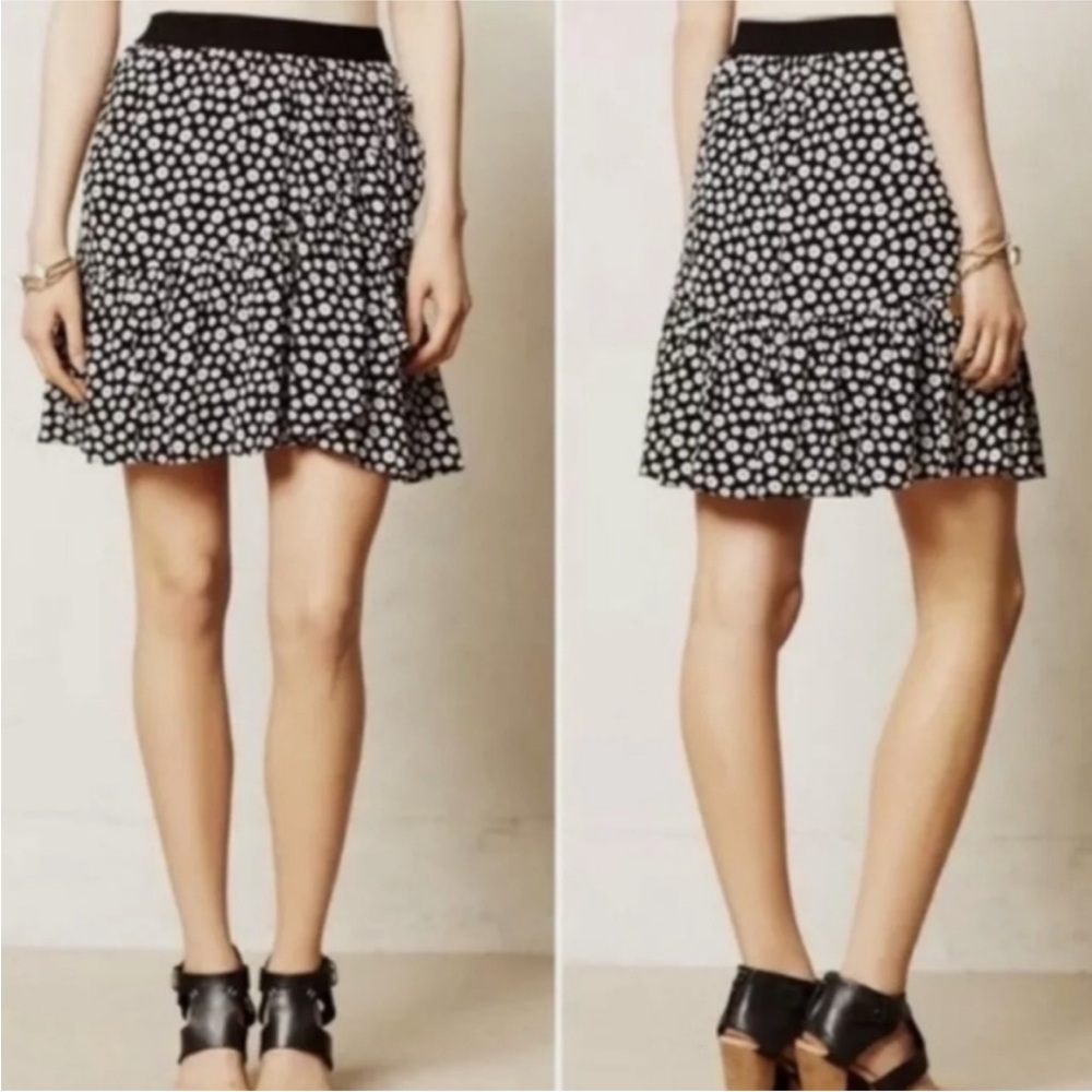 Anthropologie paulista button print skirt Diagonal Ruffle Mini Skirt Size XSmall